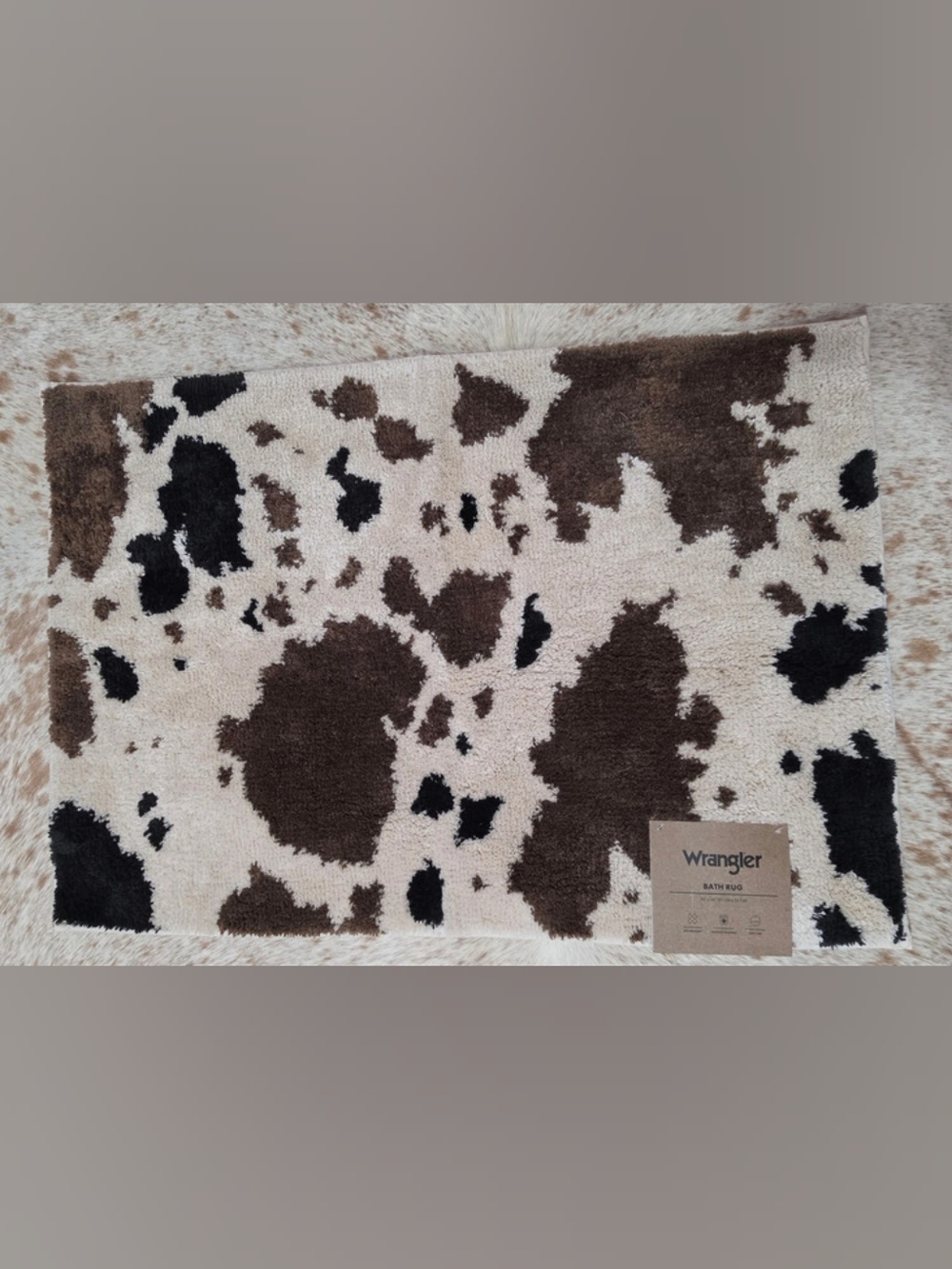 Wrangler Cowhide Print Bath Rug Brown & Black